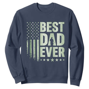 Best Dad Ever Sweatshirt Military Camo American Flag Father's Day TS14 Navy Print Your Wear