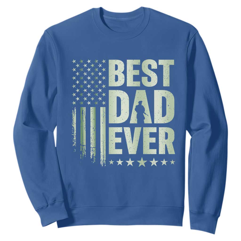 Best Dad Ever Sweatshirt Military Camo American Flag Father's Day TS14 Royal Blue Print Your Wear