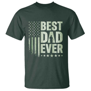 Best Dad Ever T Shirt Military Camo American Flag Father's Day TS14 Dark Forest Green Print Your Wear
