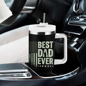 Best Dad Ever Tumbler With Handle Military Camo American Flag Father's Day TS14 Print Your Wear