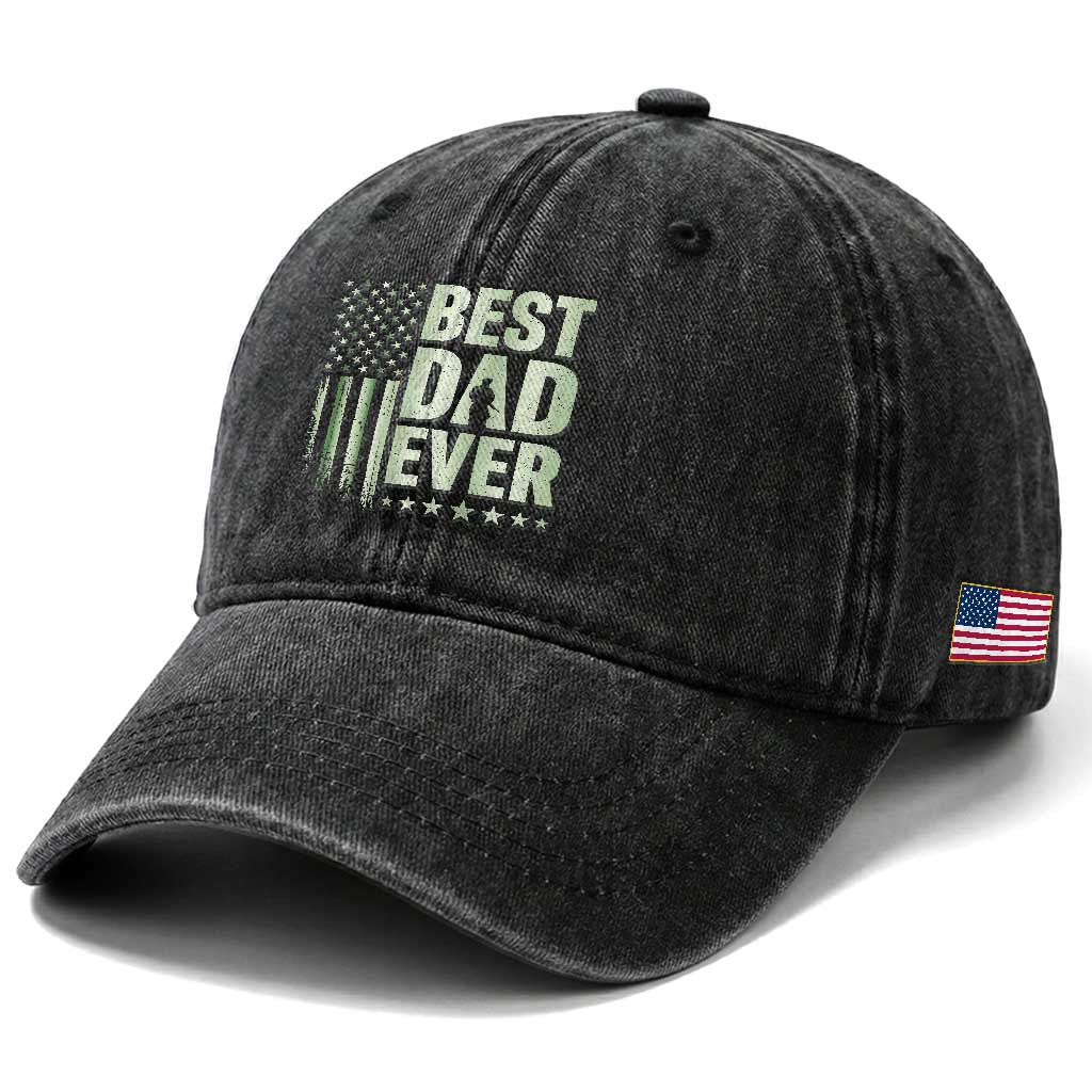 Best Dad Ever Washed Cotton Baseball Cap Military Camo American Flag Father's Day TS14 Print Your Wear