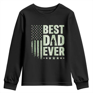 Best Dad Ever Youth Sweatshirt Military Camo American Flag Father's Day TS14 Black Print Your Wear