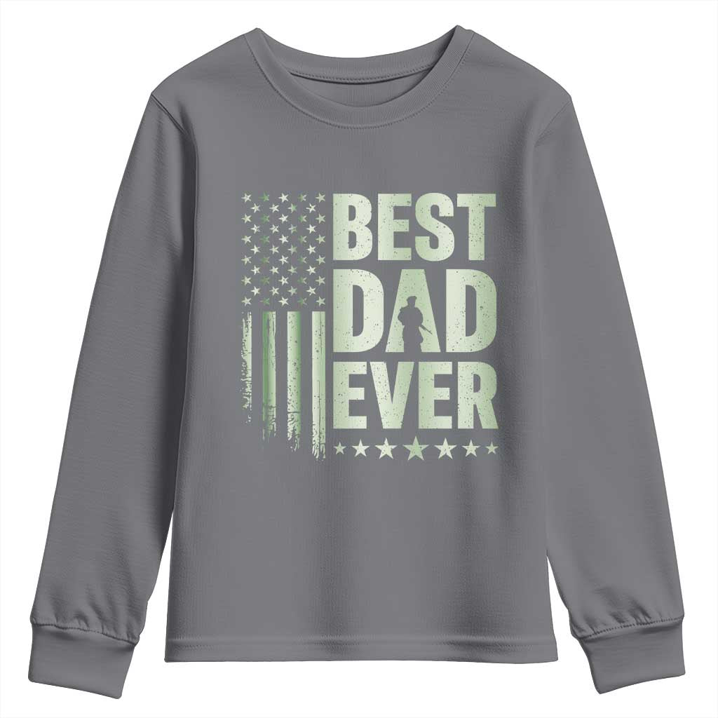 Best Dad Ever Youth Sweatshirt Military Camo American Flag Father's Day TS14 Charcoal Print Your Wear