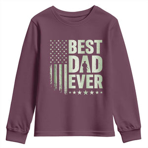 Best Dad Ever Youth Sweatshirt Military Camo American Flag Father's Day TS14 Maroon Print Your Wear
