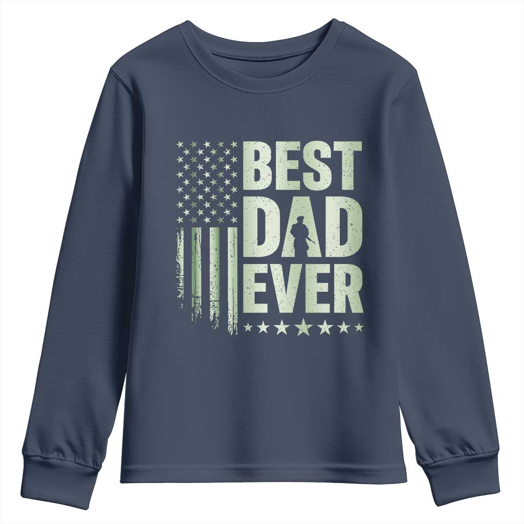 Best Dad Ever Youth Sweatshirt Military Camo American Flag Father's Day TS14 Navy Print Your Wear