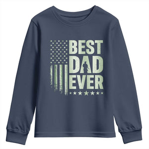 Best Dad Ever Youth Sweatshirt Military Camo American Flag Father's Day TS14 Navy Print Your Wear