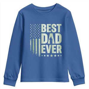 Best Dad Ever Youth Sweatshirt Military Camo American Flag Father's Day TS14 Royal Blue Print Your Wear
