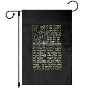 Husband Daddy Protector Hero Veteran Garden Flag Father's Day American Flag Camouflage TS14 Black Print Your Wear