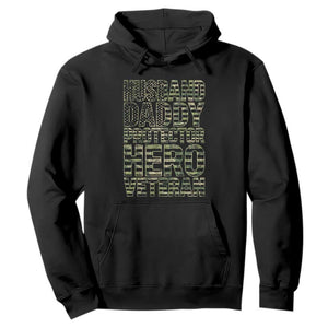 Husband Daddy Protector Hero Veteran Hoodie Father's Day American Flag Camouflage TS14 Black Print Your Wear