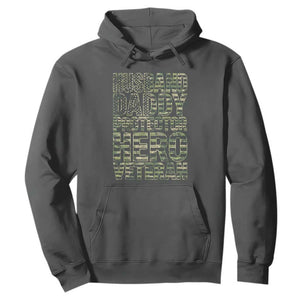 Husband Daddy Protector Hero Veteran Hoodie Father's Day American Flag Camouflage TS14 Dark Heather Print Your Wear
