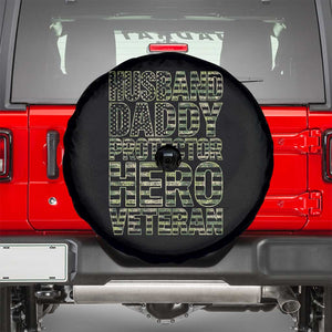 Husband Daddy Protector Hero Veteran Spare Tire Cover Father's Day American Flag Camouflage TS14 Black Print Your Wear