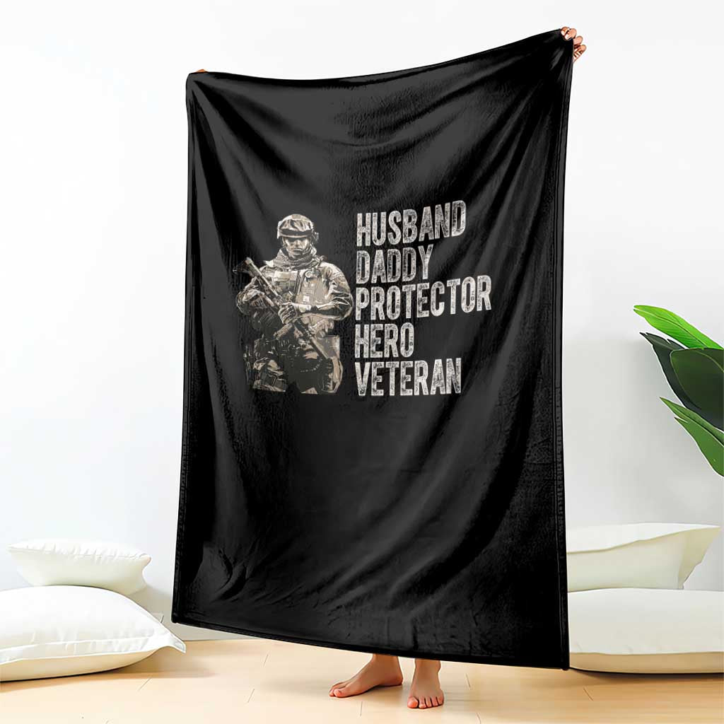 Husband Daddy Protector Hero Veteran Throw Blanket Patriotic American Flag Camo Father's Day TS14 Print Your Wear