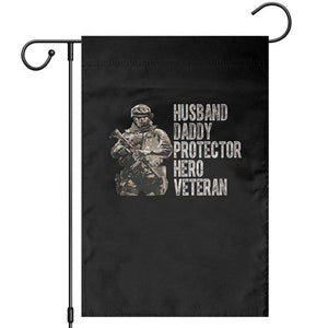 Husband Daddy Protector Hero Veteran Garden Flag Patriotic American Flag Camo Father's Day TS14 Black Print Your Wear