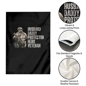 Husband Daddy Protector Hero Veteran Garden Flag Patriotic American Flag Camo Father's Day TS14 Print Your Wear