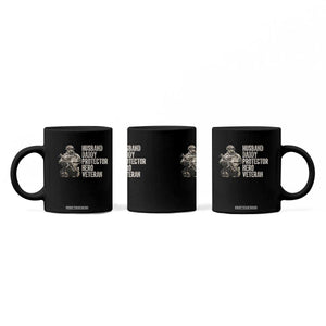 Husband Daddy Protector Hero Veteran Coffee Mug Patriotic American Flag Camo Father's Day TS14 Print Your Wear