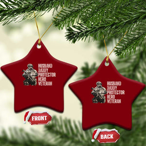 Husband Daddy Protector Hero Veteran Ceramic Ornament Patriotic American Flag Camo Father's Day TS14 Print Your Wear