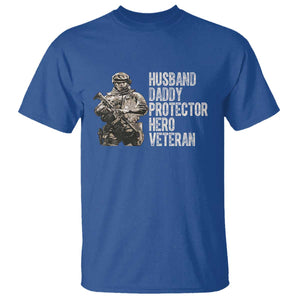 Husband Daddy Protector Hero Veteran T Shirt Patriotic American Flag Camo Father's Day TS14 Royal Blue Print Your Wear