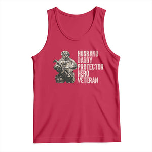 Husband Daddy Protector Hero Veteran Tank Top Patriotic American Flag Camo Father's Day TS14 Red Print Your Wear