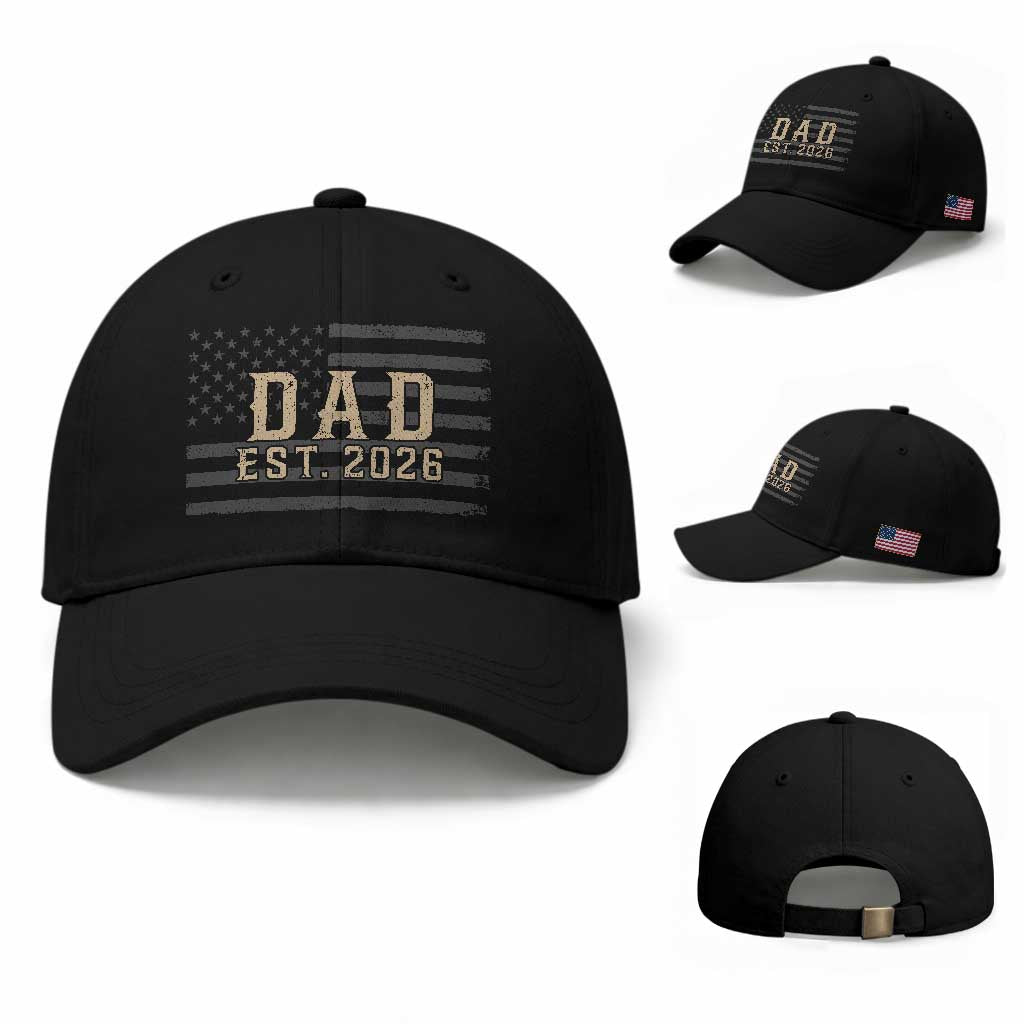 Dad Est 2026 Baseball Cap Promoted to Daddy New Dad TS14 Baseball Cap Universal Fit Black Print Your Wear