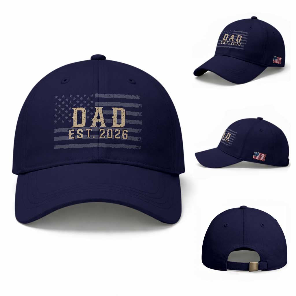 Dad Est 2026 Baseball Cap Promoted to Daddy New Dad TS14 Baseball Cap Universal Fit Dark Blue Print Your Wear