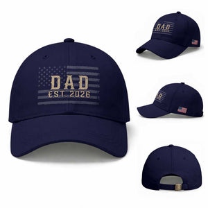 Dad Est 2026 Baseball Cap Promoted to Daddy New Dad TS14 Baseball Cap Universal Fit Dark Blue Print Your Wear