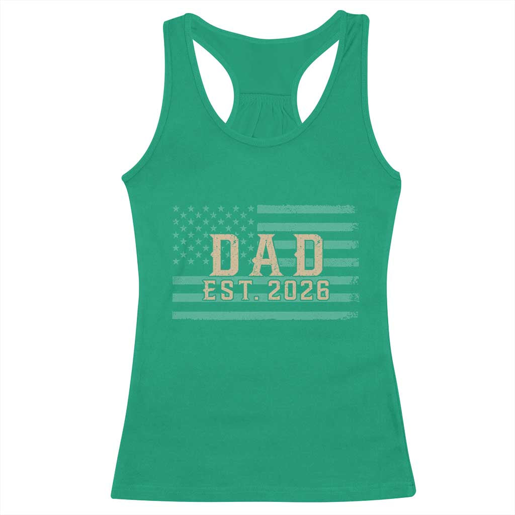 Dad Est 2026 Racerback Tank Top Promoted to Daddy New Dad TS14 Irish Green Print Your Wear