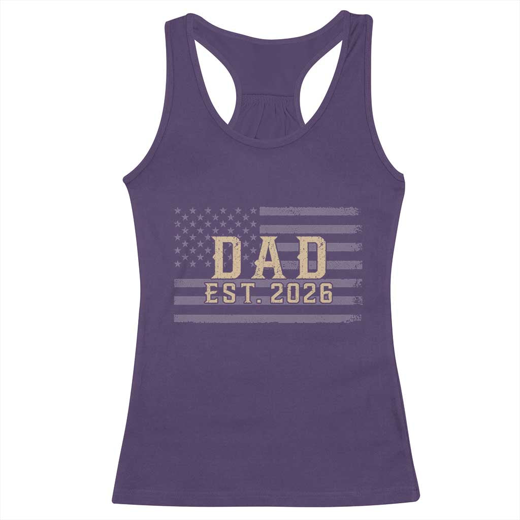 Dad Est 2026 Racerback Tank Top Promoted to Daddy New Dad TS14 Purple Print Your Wear