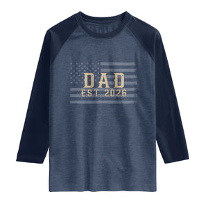 Dad Est 2026 Raglan Shirt Promoted to Daddy New Dad TS14 Heather Denim Navy Print Your Wear