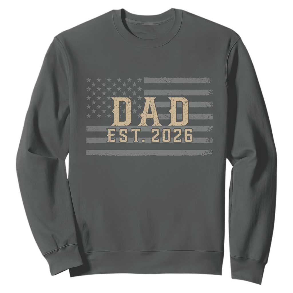 Dad Est 2026 Sweatshirt Promoted to Daddy New Dad TS14 Dark Heather Print Your Wear