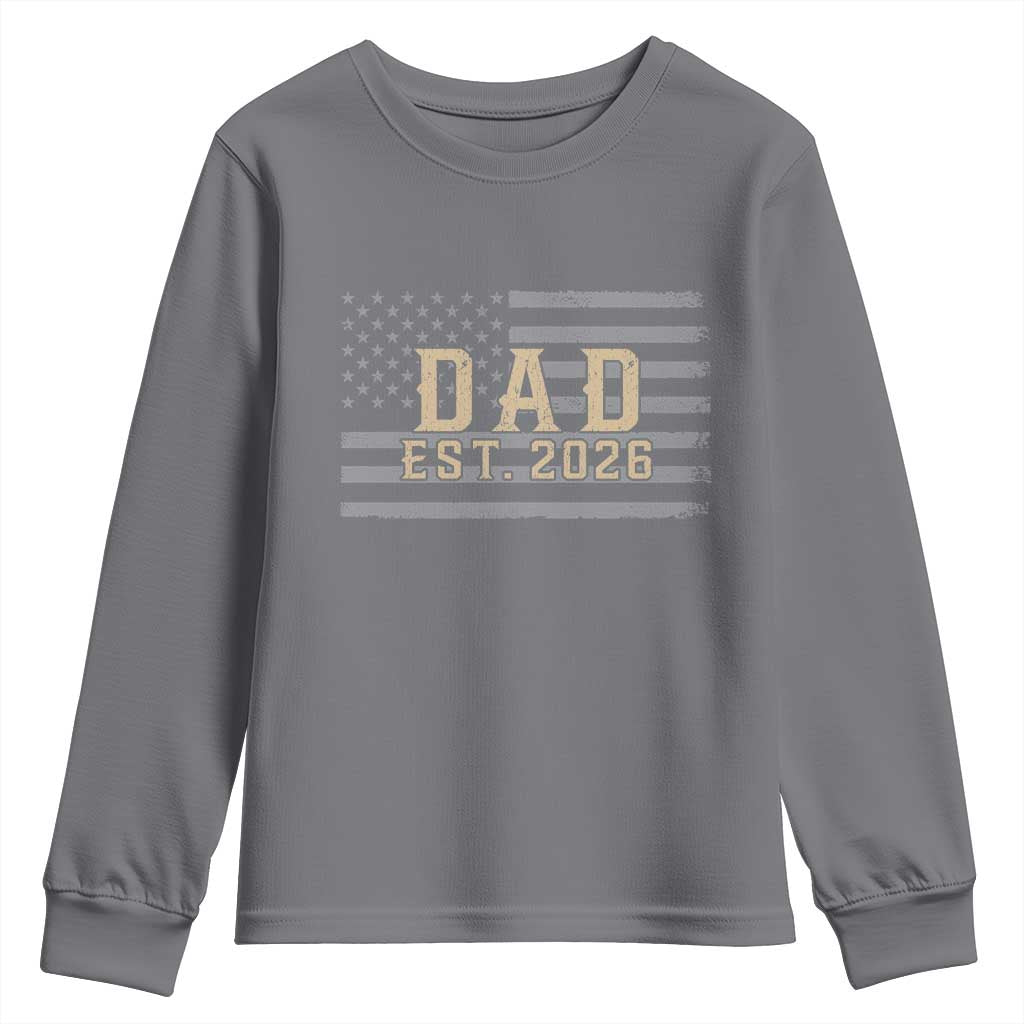 Dad Est 2026 Youth Sweatshirt Promoted to Daddy New Dad TS14 Charcoal Print Your Wear