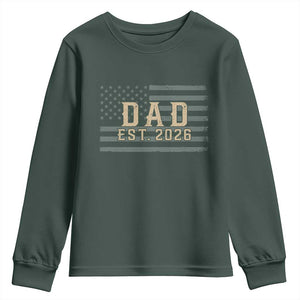 Dad Est 2026 Youth Sweatshirt Promoted to Daddy New Dad TS14 Dark Forest Green Print Your Wear