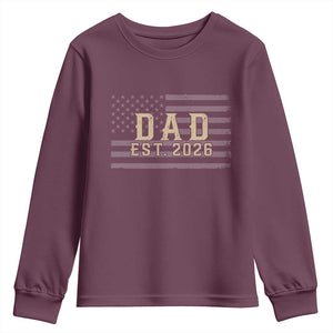 Dad Est 2026 Youth Sweatshirt Promoted to Daddy New Dad TS14 Maroon Print Your Wear