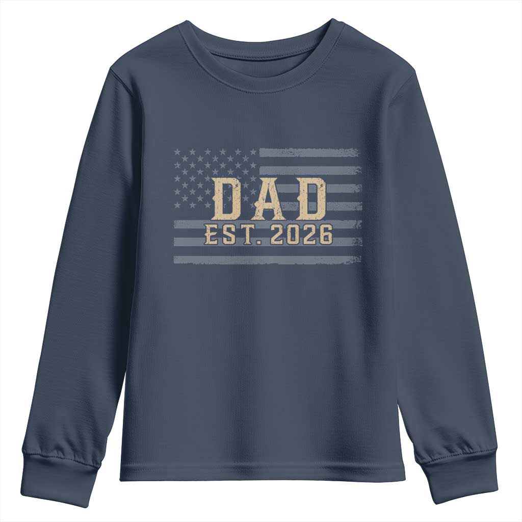 Dad Est 2026 Youth Sweatshirt Promoted to Daddy New Dad TS14 Navy Print Your Wear
