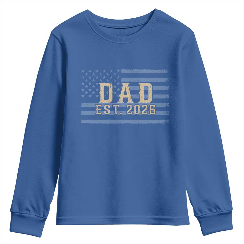 Dad Est 2026 Youth Sweatshirt Promoted to Daddy New Dad TS14 Royal Blue Print Your Wear