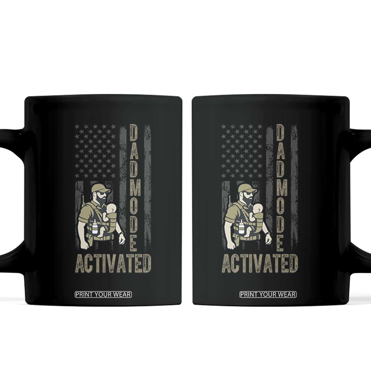 Dad Mode Activated Coffee Mug Tactical Baby Carrier Military Father Amerian Flag TS14 Black Print Your Wear