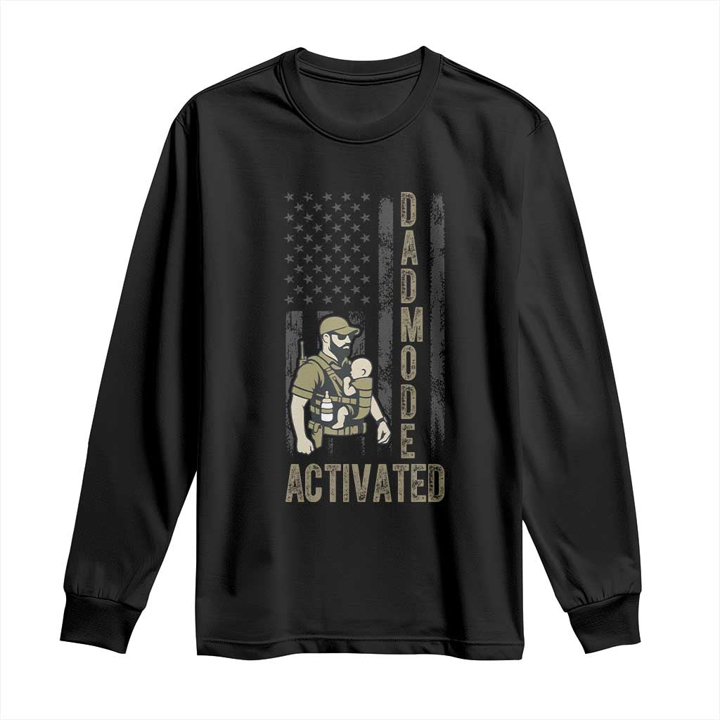Dad Mode Activated Long Sleeve Shirt Tactical Baby Carrier Military Father Amerian Flag TS14 Black Print Your Wear