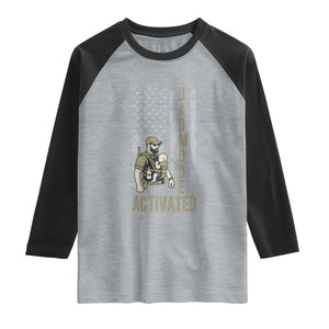 Dad Mode Activated Raglan Shirt Tactical Baby Carrier Military Father Amerian Flag TS14 Heather Gray Black Print Your Wear