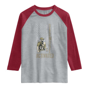 Dad Mode Activated Raglan Shirt Tactical Baby Carrier Military Father Amerian Flag TS14 Heather Gray Heather Red Print Your Wear