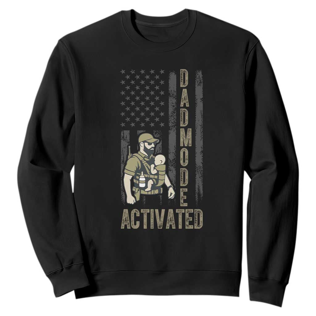 Dad Mode Activated Sweatshirt Tactical Baby Carrier Military Father Amerian Flag TS14 Black Print Your Wear