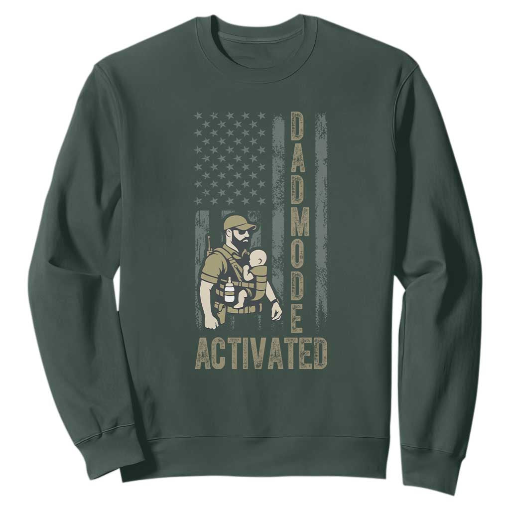 Dad Mode Activated Sweatshirt Tactical Baby Carrier Military Father Amerian Flag TS14 Dark Forest Green Print Your Wear