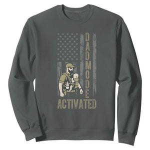 Dad Mode Activated Sweatshirt Tactical Baby Carrier Military Father Amerian Flag TS14 Dark Heather Print Your Wear