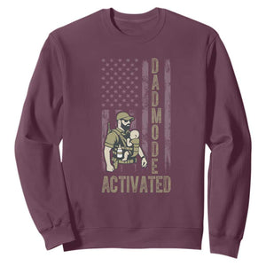 Dad Mode Activated Sweatshirt Tactical Baby Carrier Military Father Amerian Flag TS14 Maroon Print Your Wear
