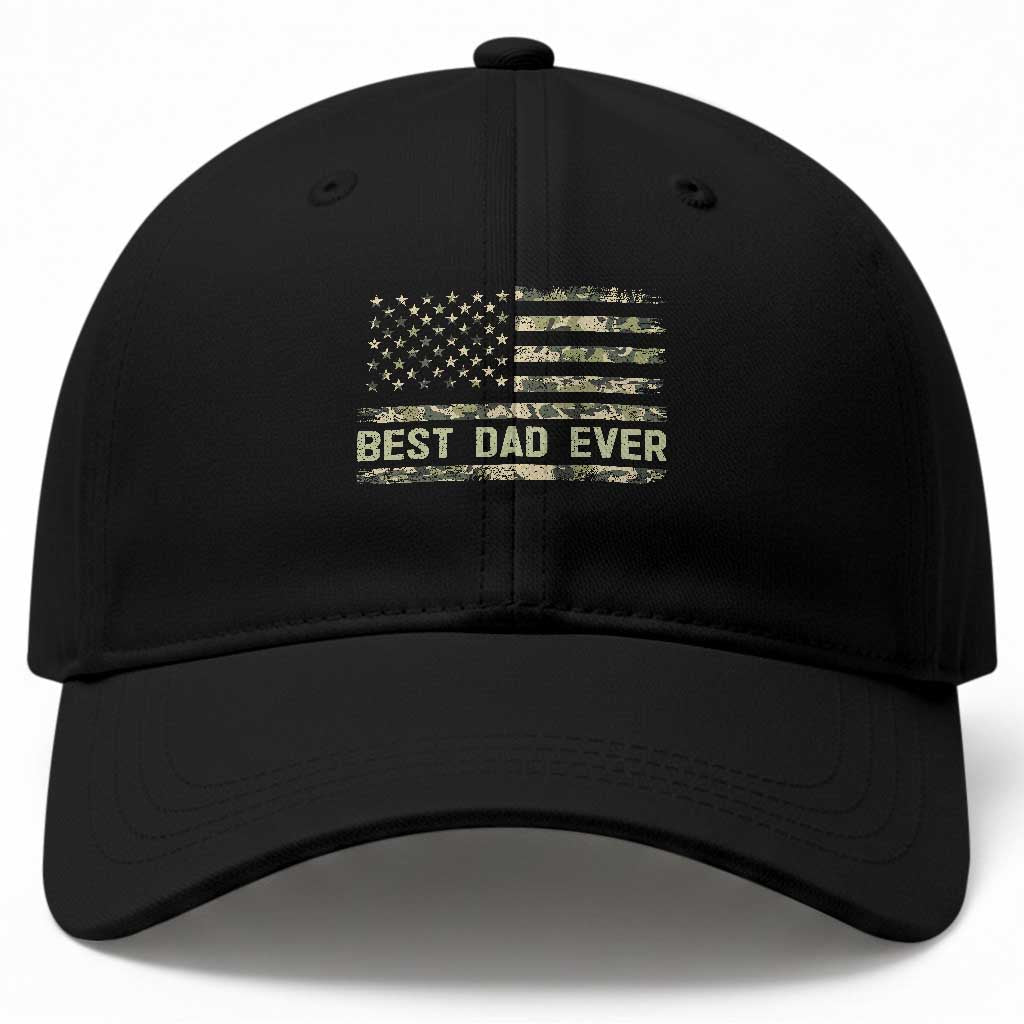 Best Dad Ever Baseball Cap Military Dad American Flag Camo TS14 Print Your Wear