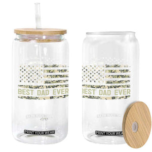 Best Dad Ever Glass Can Military Dad American Flag Camo TS14 Print Your Wear