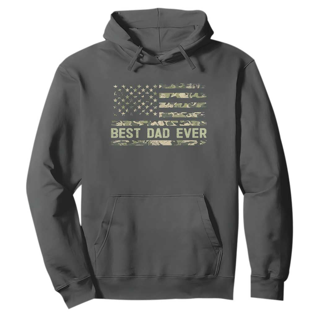 Best Dad Ever Hoodie Military Dad American Flag Camo TS14 Dark Heather Print Your Wear