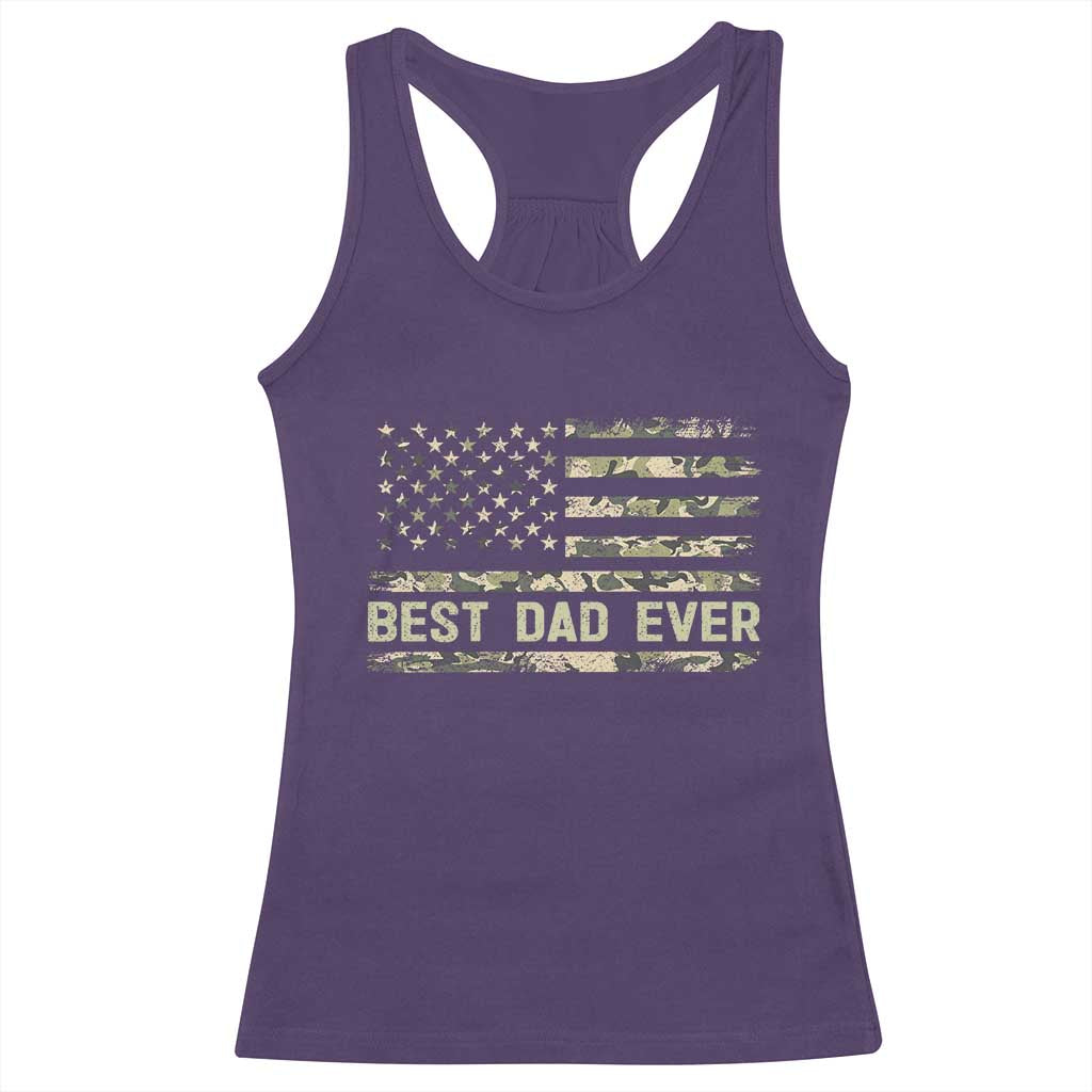 Best Dad Ever Racerback Tank Top Military Dad American Flag Camo TS14 Purple Print Your Wear