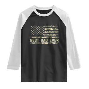 Best Dad Ever Raglan Shirt Military Dad American Flag Camo TS14 Black White Print Your Wear