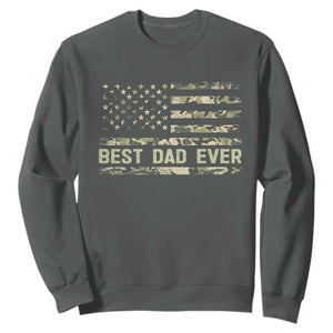 Best Dad Ever Sweatshirt Military Dad American Flag Camo TS14 Dark Heather Print Your Wear