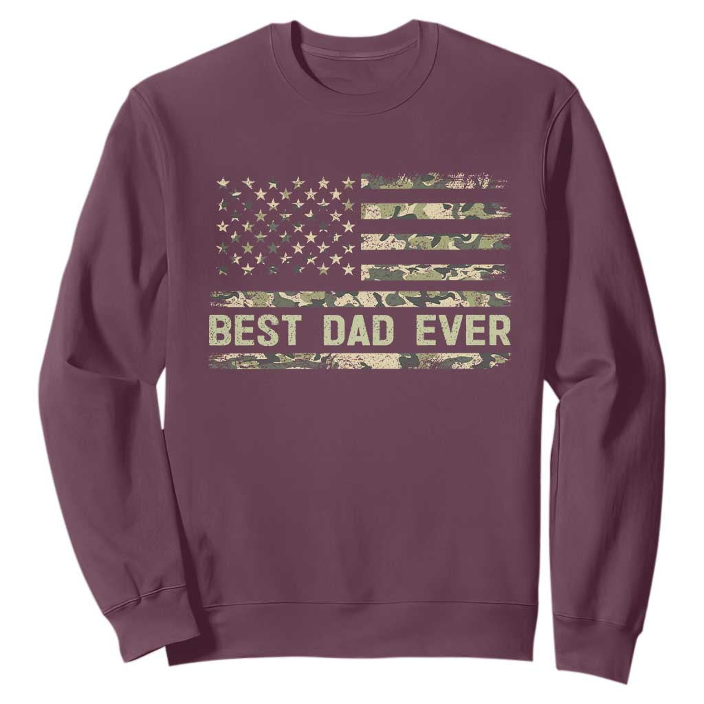 Best Dad Ever Sweatshirt Military Dad American Flag Camo TS14 Maroon Print Your Wear