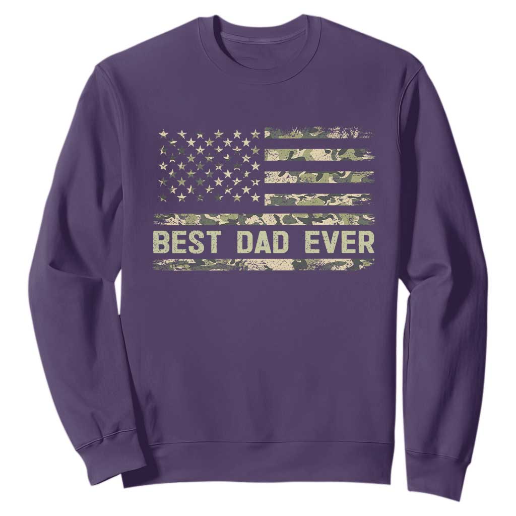 Best Dad Ever Sweatshirt Military Dad American Flag Camo TS14 Purple Print Your Wear